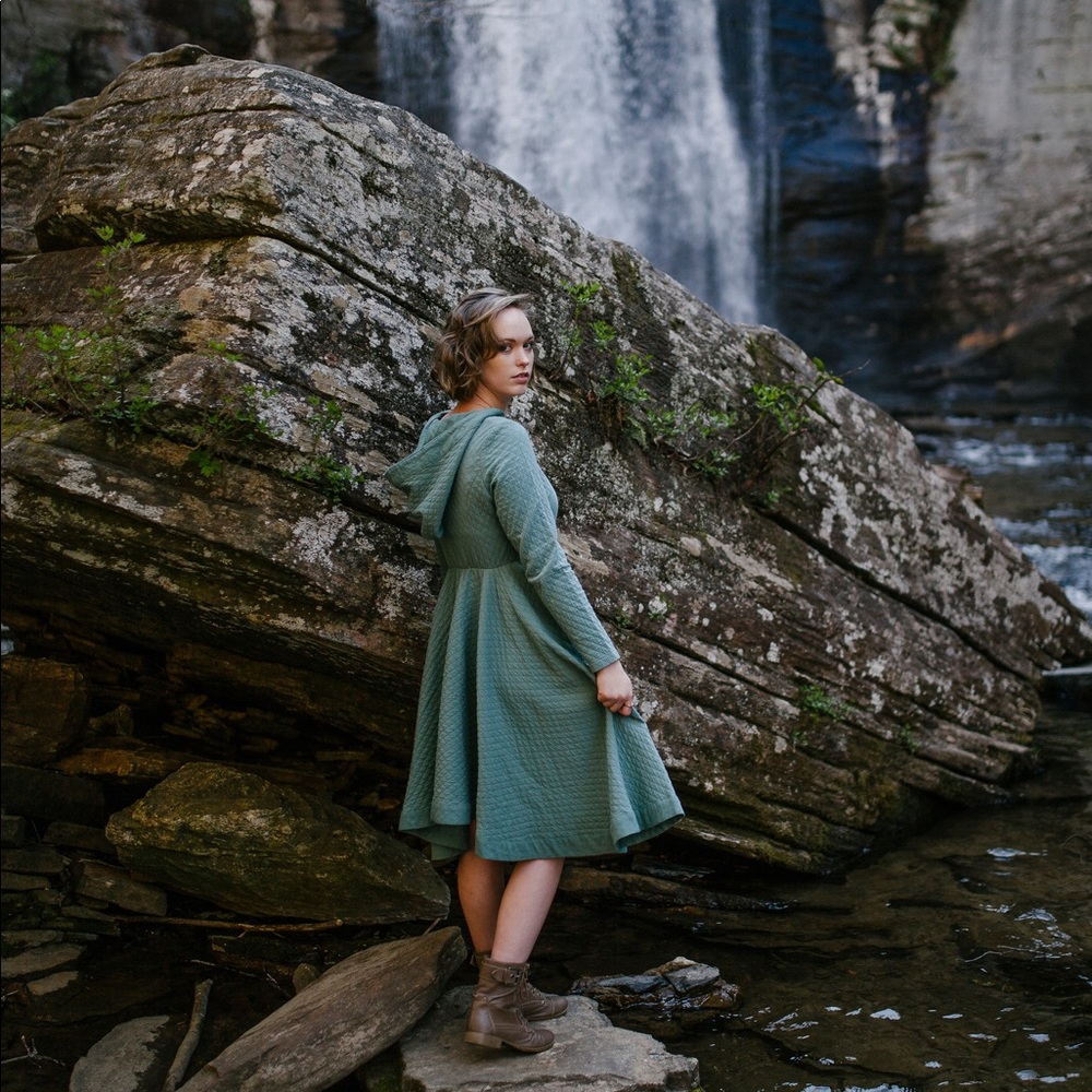 Quilted Hooded Linen Dress